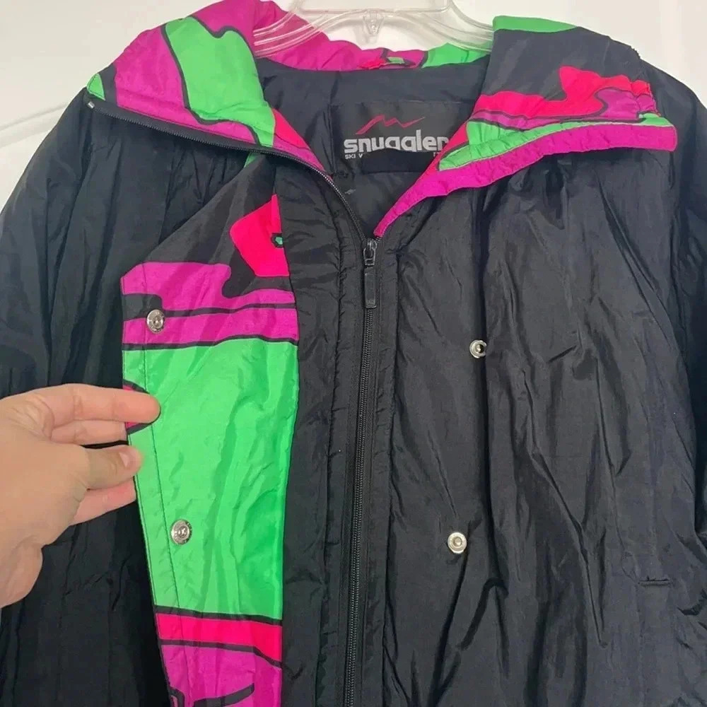 Vintage Retro Neon 80s 90s Snuggler Ski Fantasy Snow Jacket Ladies Sz M - Picture 2 of 11